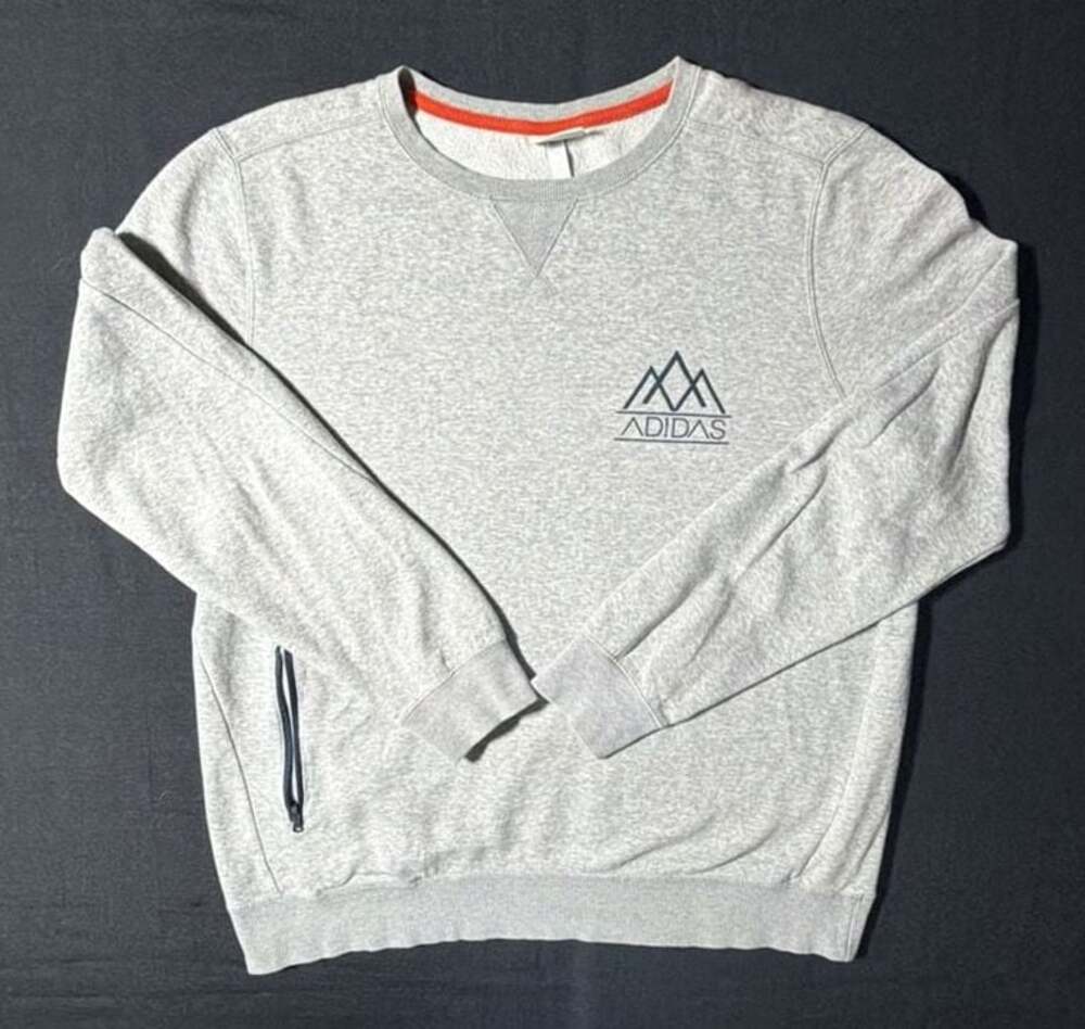 Adidas NEO Label Heather Grey Front Zip Pocket Crewneck Sweatshirt